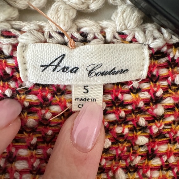 Anthropologie Cream and Red Patterned Cardigan - Picture 5 of 6